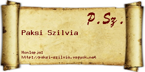 Paksi Szilvia névjegykártya